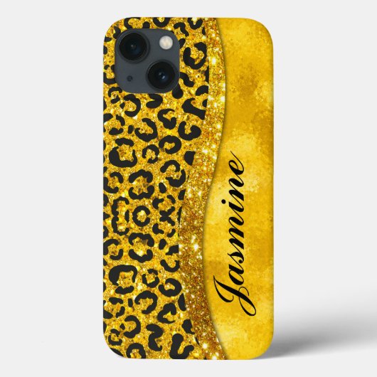 Elegant goudfaux glitter Animal print Monogram Case-Mate iPhone Case (Achterkant)