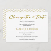 Elegant goudglitter bruiloft verandert datum save the date (Voorkant / Achterkant)