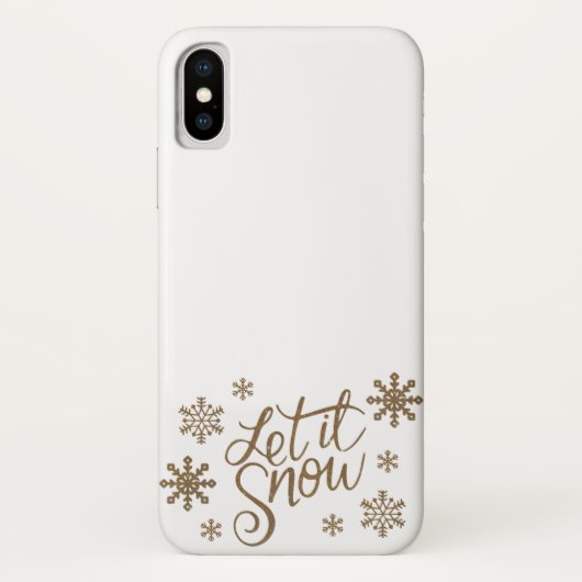 Elegant goudglitter laat het sneeuwtekstsneeuwvlok Case-Mate iPhone case (Achterkant)