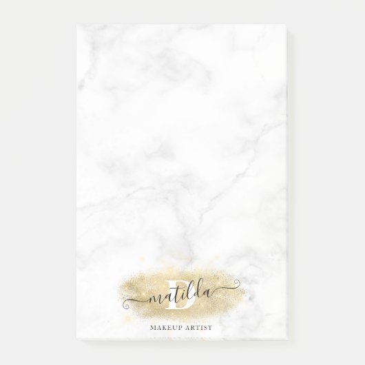 Elegant goudglitter marmer make-up artiest post-it® notes (Voorkant)