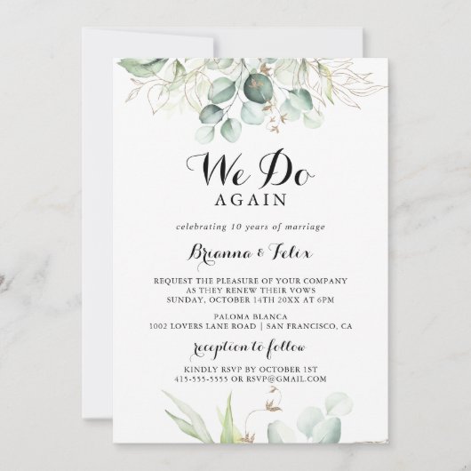 Elegant goudgroen dat we opnieuw beloven vernieuwi kaart (Voorkant)