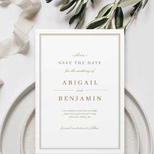 Elegant goudkleurig minimalistisch sparen de datum save the date