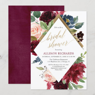 Elegant goudmarsala burgundy roze vrijgezellenfees kaart