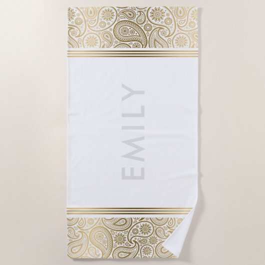 Elegant goudpaisley strandlaken (Voorkant)