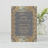 Elegant goudpatroon Moslim bruiloft Kaart (Staand voorkant)