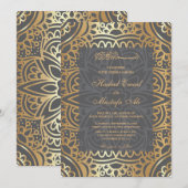 Elegant goudpatroon Moslim bruiloft Kaart (Voorkant / Achterkant)