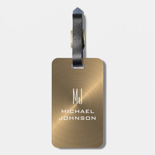 Elegant goudpenseel metallisch monogrammen Initiaa Bagagelabel (Achterkant verticaal)