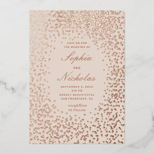 Elegant goudpolka-stippen. Ivory blush bruiloft Folie Uitnodiging