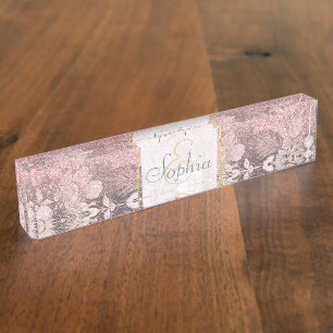 Elegant goudroze gradiënt Glitter Afbeelding Naambordje
