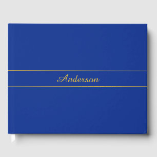 Elegant goudschrift op een marineblauwe achtergron gastenboek