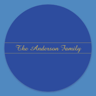 Elegant goudschrift op een marineblauwe achtergron ronde sticker