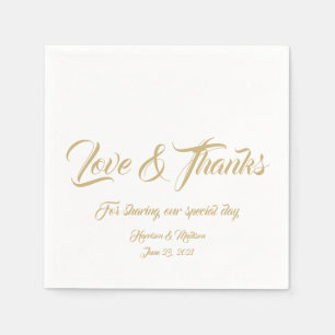 Elegant goudscript, aangepast Liefde & Bedankt, na Servet