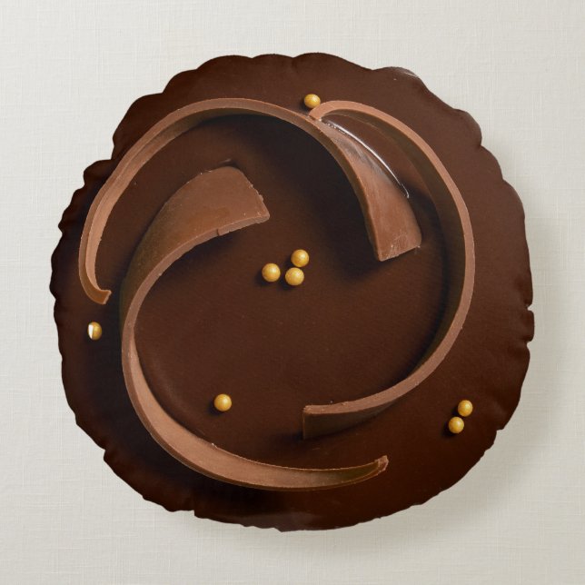 Elegant Gourmet Dark Chocolate Truffle Decadent Rond Kussen (Voorkant)