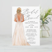 Elegant Gown Bridal Brunch Uitnodiging (Staand voorkant)