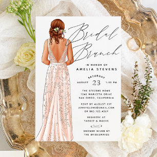 Elegant Gown Bridal Brunch Uitnodiging