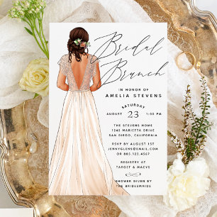 Elegant Gown Bridal Brunch Uitnodiging