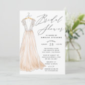 Elegant Gown Bridal Shower Invitation Kaart (Staand voorkant)