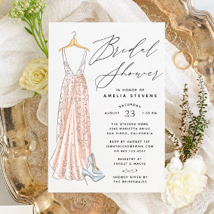 Elegant Gown Bridal Shower Invitation Kaart