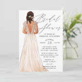 Elegant Gown Bridal Shower Invitation Kaart (Staand voorkant)