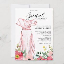 Elegant Gown Illustration with Bridal Shower Kaart