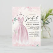 Elegant Gown Illustration with Bridal Shower Kaart (Staand voorkant)