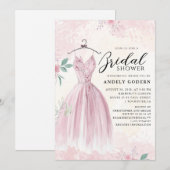 Elegant Gown Illustration with Bridal Shower Kaart (Voorkant / Achterkant)