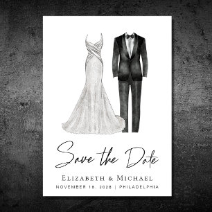 Elegant Gown Tuxedo Waterverf Save The Date