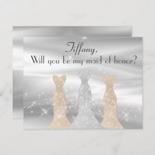 Elegant Gowns Maid of Honor voorstel Kaart (Voorkant / Achterkant)