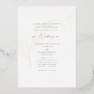 Elegant Grace Folie Gold en Black Text Wedding Folie Uitnodiging