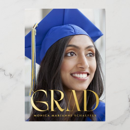 Elégant Grad Foil photo Faire-part de graduation (Recto)