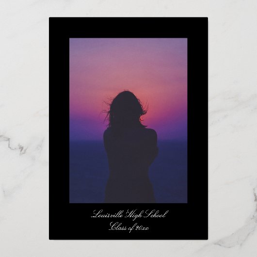 Elégant Grad Foil photo Faire-part de graduation (Verso)