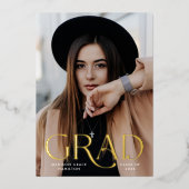 Elégant Grad Photo Foil Faire-part de graduation (Recto)