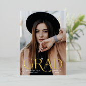 Elégant Grad Photo Foil Faire-part de graduation (Debout devant)