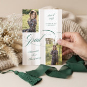 Elegant Grad Script French Stripe Photo Graduation Kaart