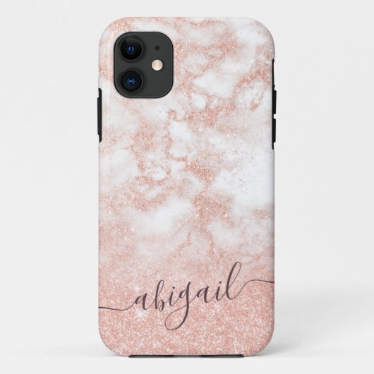 Elegant gradiënt koper roos goud glitter marmer Case-Mate iPhone case (Achterkant)