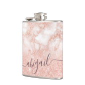 Elegant gradiënt koper roos goud glitter marmer heupfles (Links)