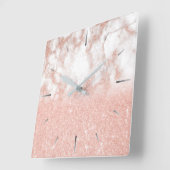 Elegant gradiënt koper roos goud glitter marmer vierkante klok (Hoek)