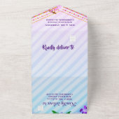 Elegant gradient Lines Wedding All In One Uitnodiging (Buitenkant)