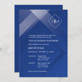 Elegant Gradient Monogram Bar Mitswa Uitnodiging (Voorkant / Achterkant)