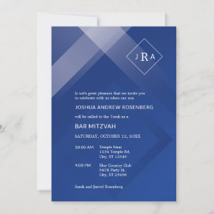 Elegant Gradient Monogram Bar Mitswa Uitnodiging