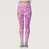 Elegant Gradiënt Paarse Perzik Mandala Patroon Leggings (Voorkant)
