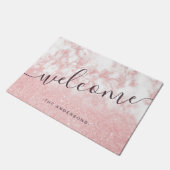 Elegant gradiënt roos goud glitter marmer deurmat (Schuin)