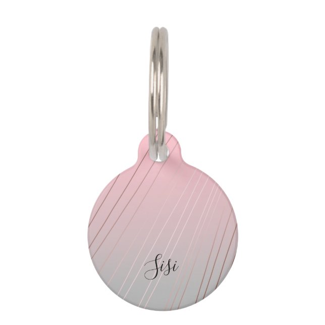 Elegant gradiënt roze grijs roos goud huisdierpenning (Voorkant)