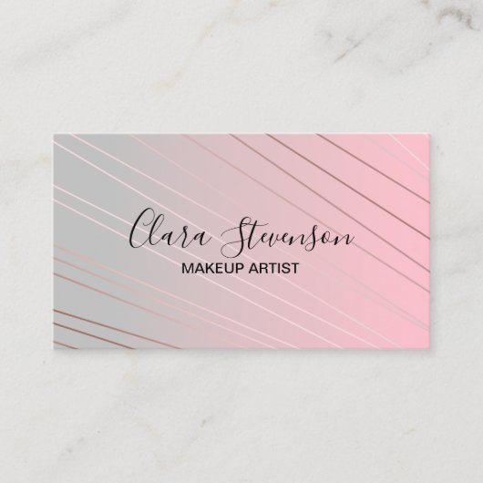 Elegant gradiënt roze grijs roos goud visitekaartje (Voorkant)