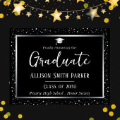 Elegant Graduation Announcement Black and Silver Briefkaart