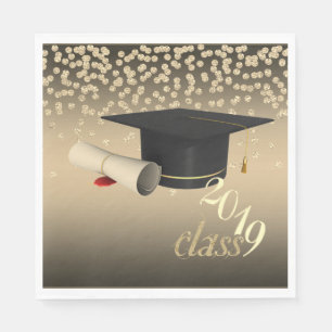 Elegant Graduation Cap, Gold Diamonds Klasse 2019 Servet