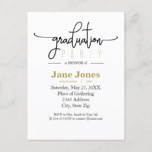 Élégant Graduation Faux Gold Foil Party Invitation