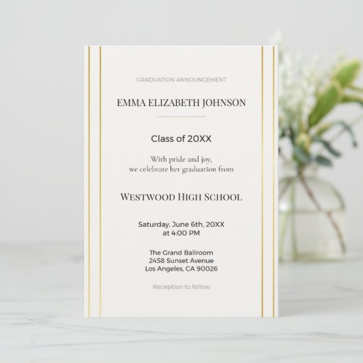 Elegant Graduation Invitation Template, Modern (Debout devant)