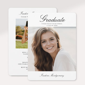 Elegant Graduation Invitation with Photo Kaart