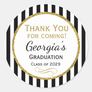 Elegant Graduation Party Favor Tags Black Gold